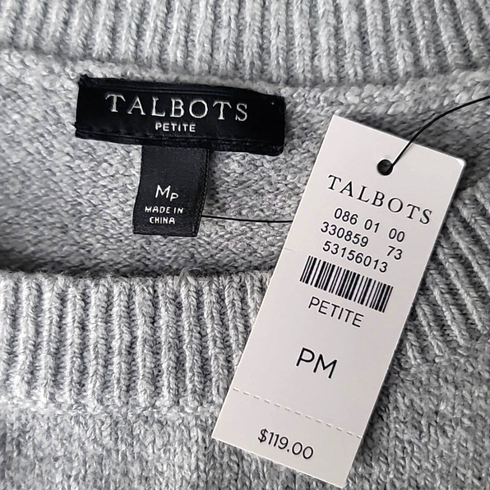 Talbots NWT Essential Knit Sweater Dress Size Medium Petite Color Heather Grey - Picture 10 of 10